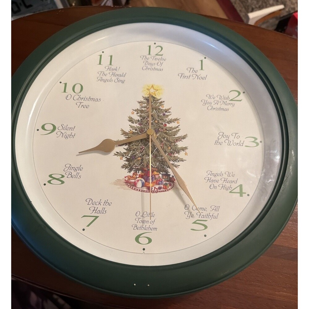 Vintage Christmas Musical Wall Clock Singing 12 Carols of Christmas Tested Works